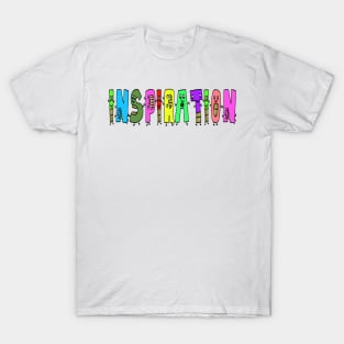 Cute Inspiration Motivational Text Illustrated Letters, Blue, Green, Pink for all people, who enjoy Creativity and are on the way to change their life. Are you Confident for Change? To inspire yourself and make an Impact. T-Shirt